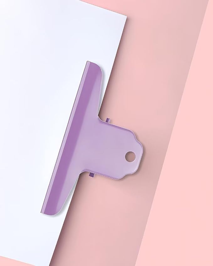2PCS Extra Large Binder Clips Metal Large Bulldog Clips Paper Clamps Holder 4Inch Chip Clips for Home School Office Drawing Business Purple
