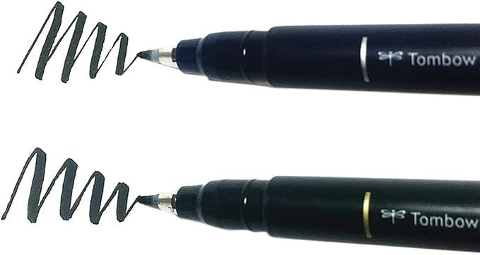 Tombow Fudenosuke Brush Pen, Hard Tip, Black (Pack of 2)