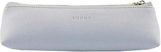 Doraking Pencil Bag Pen Case Cosmetic Makeup Bag Pen Pencil Stationery Pouch Bag Case/PU Leather Small Pencil Pouch Students Stationery Pouch Zipper Bag for Pens, Pencils, Markers (Purple Grey)