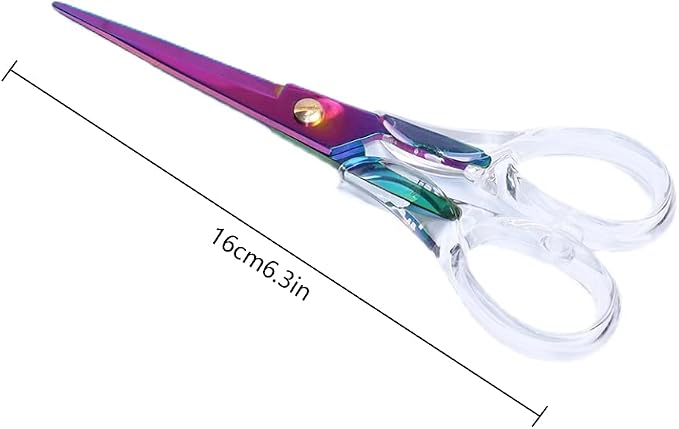 Aesthetic Clear Acrylic Scissors, 6.3" Craft Shears with Aurora Sharp Stainless Steel Blades for Home Office & School, Cute Stationery Tools for Bullet Journaling, Scrapbooking & Gift Wrapping