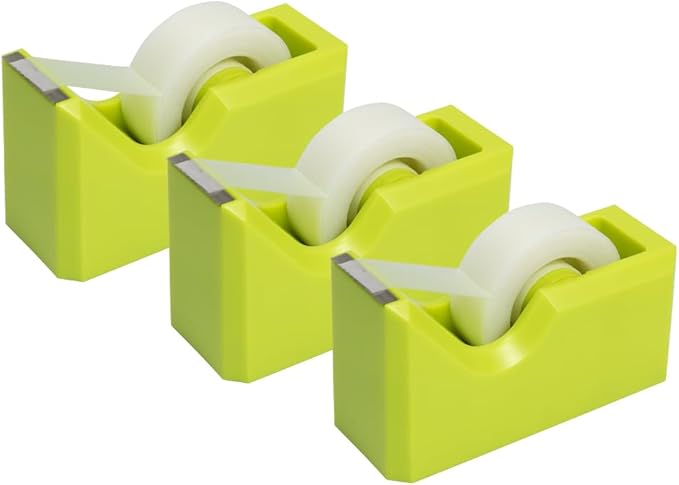 JAM PAPER Colorful Desk Tape Dispensers - Green - 3/Pack