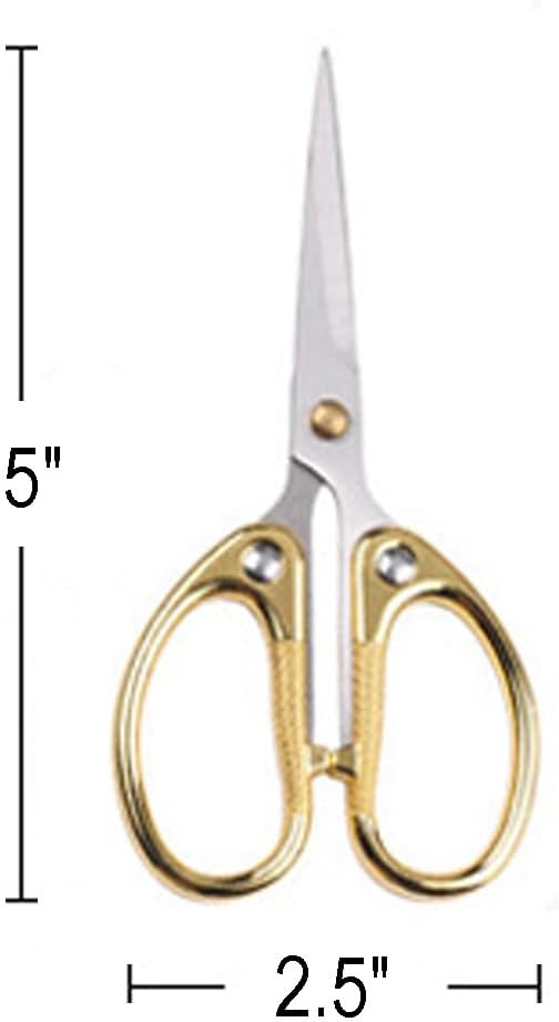 5-inch Small Craft Scissors, Sharp Blades Office Scissors for Desk, Stainless Steel All Purpose Scissors for Office, Home, School, DIY, Sewing, Fabric (Gold)