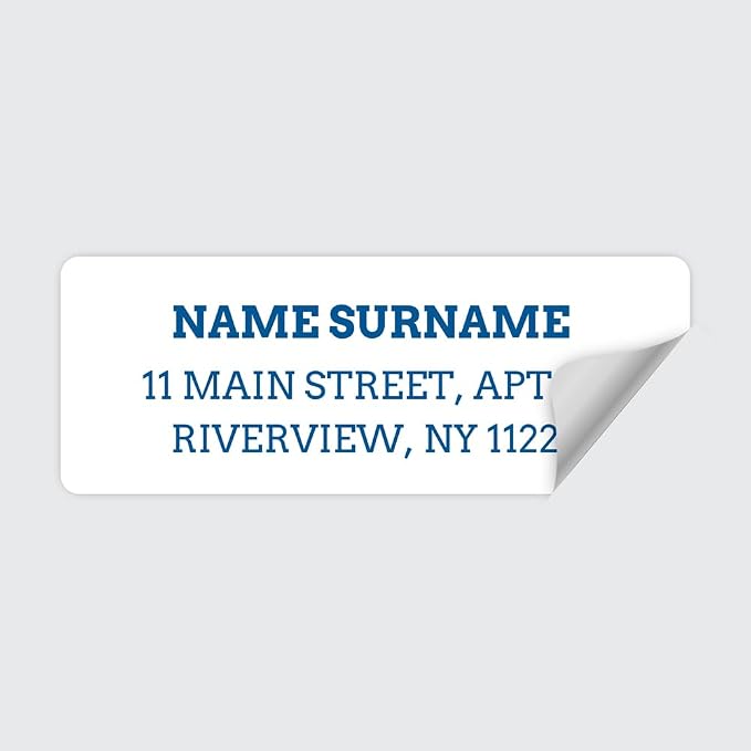 Personalized Return Address Labels – Blue Block Typography Design, Custom Name & Address, Peel & Stick Mailing Labels, 100 Count (1" x 2⅝") by Dotty About Paper