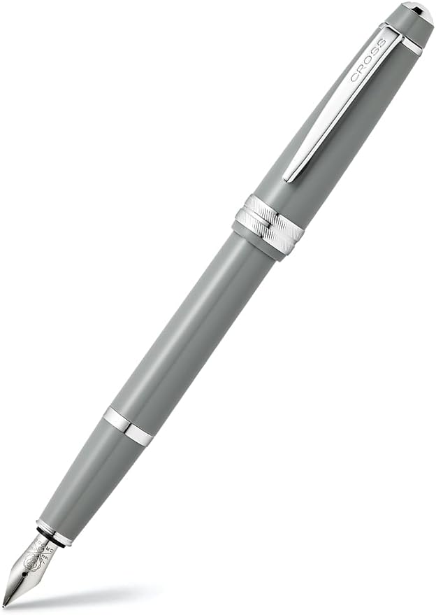 Cross Bailey Light Polished Gray Fountain Pen - Professional Pen for Effortless Writing - Journaling, Note-Taking & More - Black Ink - Easy Handling - Includes Gift Box