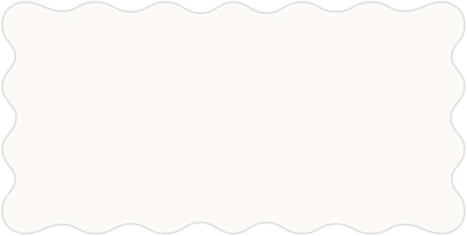 PU Leather Desk Pad, Scalloped Non-Slip Mouse Pad & Large Desk Mat Cover Stitched Edges Writing Pad for Office, Home - Waterproof, Easy to Clean, Durable Surface I 31.4"x15.7", Off-White