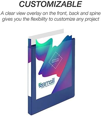 Samsill 4 Pack Durable 0.5 Inch 3 Ring Binders, Round Ring, Clear View Cover for Presentations, Blue