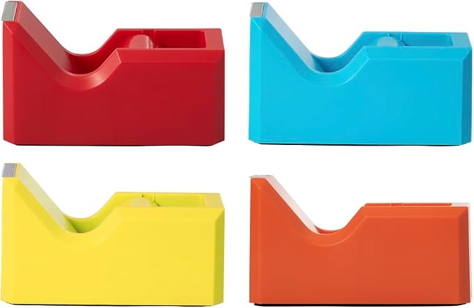 JAM PAPER Colorful Desk Tape Dispensers - Assorted Rainbow Colors - 4/Pack