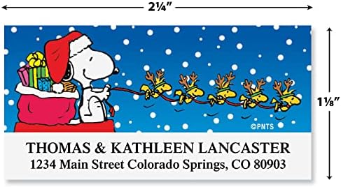 Colorful Images Peanuts Return Address Mailing Labels | Christmas Fun , 144 Count, Self-Adhesive on Flat-Sheet Labels, Customize with Name & Shipping Address
