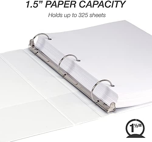 Samsill 1.5 Inch 3 Ring Binders, Economy Round Ring, Clear View Cover, 325 Sheet Capacity - for School, Home, Office - White, 6 Pack