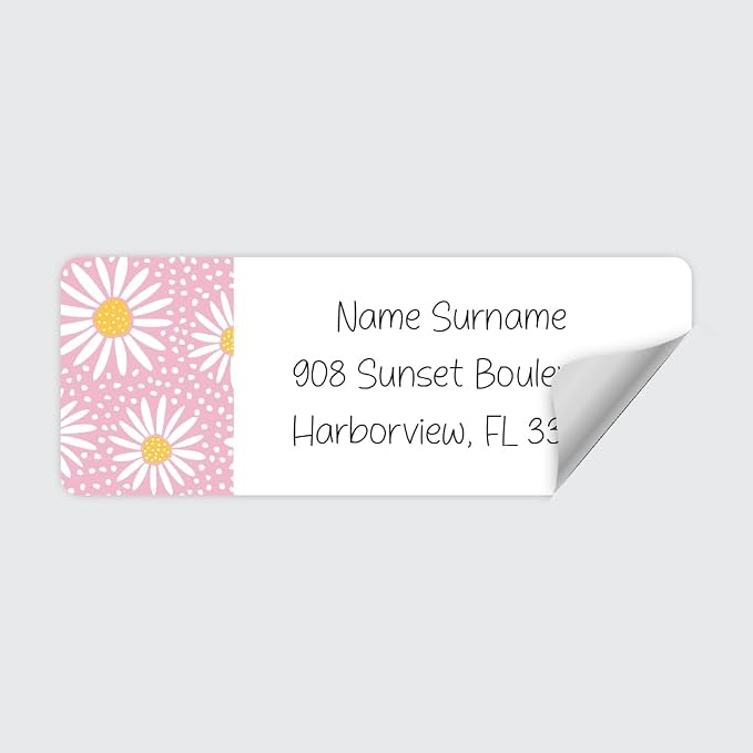 Dotty about Paper Personalized Oopsy Daisies - Pink - Return Address Labels x 100