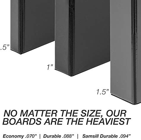 Samsill Durable 1 inch 3 Ring Binder, D Ring Binder, 100% Recycled Chipboard, Black, 4 Pack