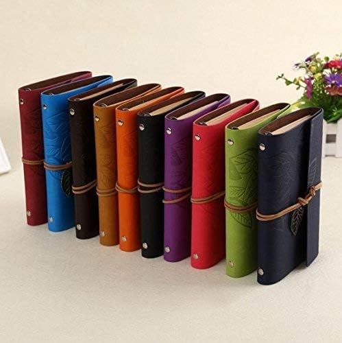HARDCOVER JOURNAL Writing Notebook - Antique Handmade HARDCOVER Bound Daily Notepad, Vintage Leaf Series, (Leaves, Dark Brown)