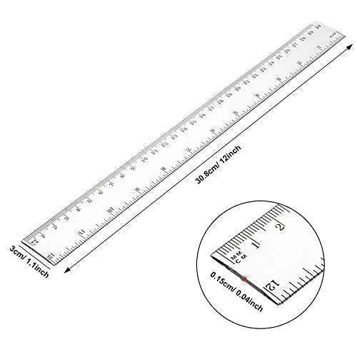 Eboot 20 Pack 12 Inch Clear Plastic Rulers Bulk, Easy-to-Read Straight Edge Rulers with Inches and Metric for Office, Back to School Supplies