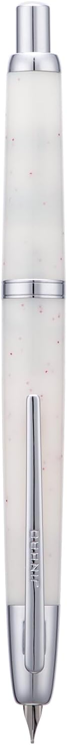 Jinhao 20 Press Retractable Fountain Pen Extra Fine Nib with Converter Resin Writing Gift Pen, White Snow with Silver Clip