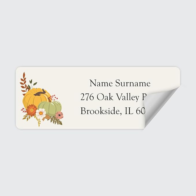 Dotty about Paper Personalized Fall Pumpkin Harvest - Return Address Labels x 100