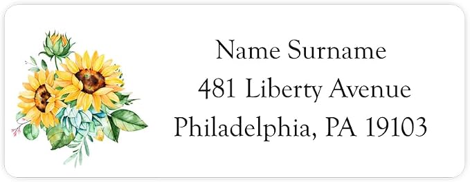 Dotty about Paper Personalized Watercolour Sunflowers - Return Address Labels x 100