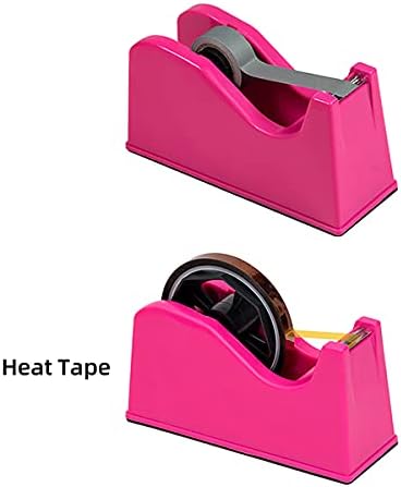 Desktop Tape Dispenser Adhesive Roll Holder (Fits 1" & 3" Core) with Weighted Nonskid Base (2Pack-Rose red)