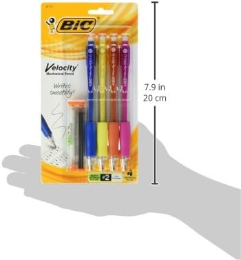 BIC Velocity Mechanical Pencils, With Colorful Barrel, Medium Point (0.7 mm), School Supplies for Students and Teachers, 4-Count Pack
