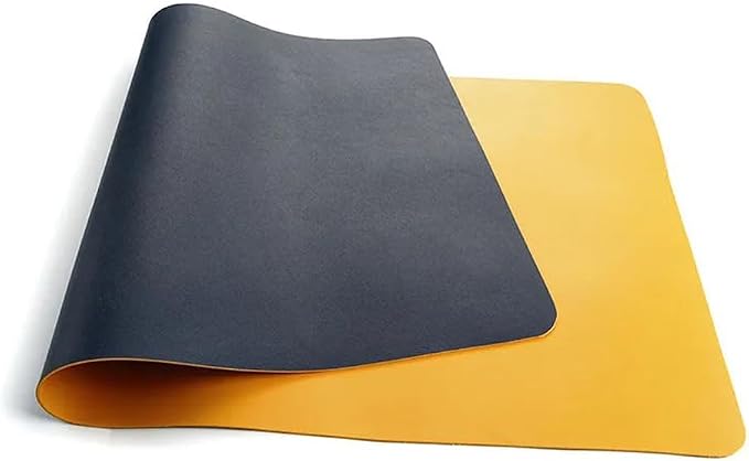 Leather Desk Pad Dual-Sided Office Desk Mat Waterproof,Large Table Cover Protector Smooth Mouse Pad Writing Gaming Mat for Laptop Keyboard (Navy Yellow,39.4x23.6in/100x60cm)