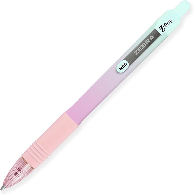 Zebra Z-Grip Smooth Ink Ballpoint Pen - 1.0mm - Pack of 6 Pens - in Zebra Cardboard Packaging (Pastel Ombre)