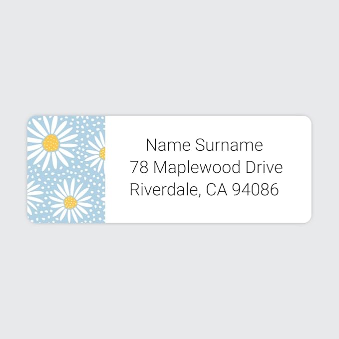 Dotty about Paper Personalized Oopsy Daisies - Blue - Return Address Labels x 100