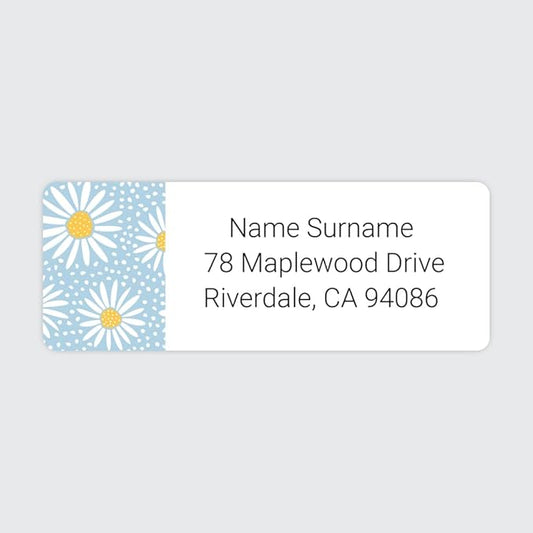 Dotty about Paper Personalized Oopsy Daisies - Blue - Return Address Labels x 100