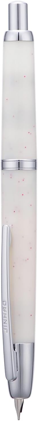 Jinhao 20 Press Retractable Fountain Pen Medium Nib with Converter Resin Writing Gift Pen, White Snow with Silver Clip