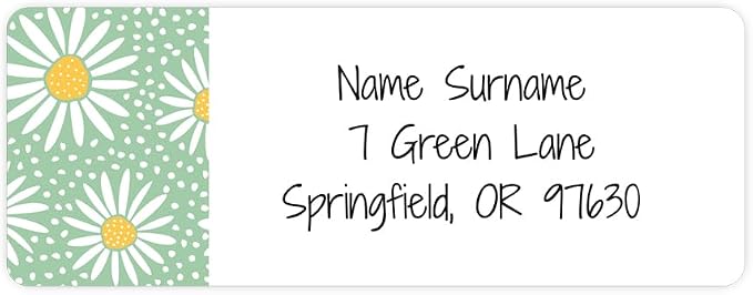 Dotty about Paper Personalized Oopsy Daisies - Green - Return Address Labels x 100