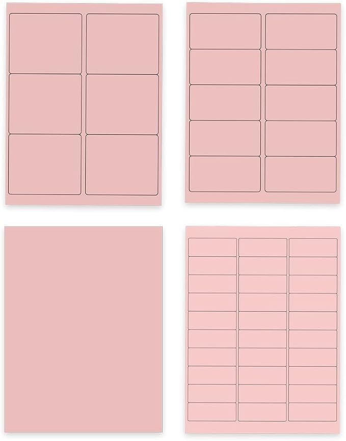 JAM PAPER Shipping & Mailing Address Labels - Multi Size Assortment - Baby Pink - 370/Pack