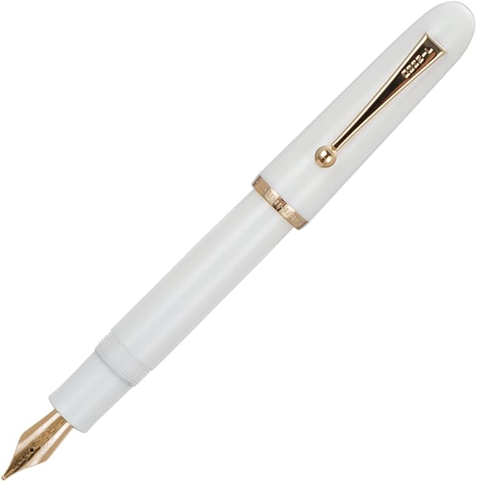 Jinhao 9016 Fountain Pen Fine Point, Dadao Series White Acrylic Heartbeat Nib with Large Converter for Writing, Signature and Calligraphy