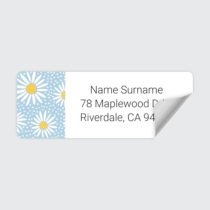 Dotty about Paper Personalized Oopsy Daisies - Blue - Return Address Labels x 100