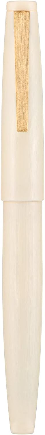 Jinhao 80 Ivory White Fiber Brushed Fountain Pen, Iridium Extra Fine Gold Nib with Ink Converter, Classic Design Smooth Writing Pen (Gold Clip)