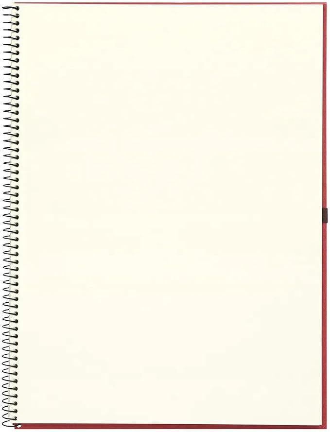 Maruman VifArt Watercolor Artbook- Premium Rough Watercolor Paper, Natural White, F4, 13.5" x 10.35", 15 Sheets/ 30 Pages, Reinforced Cover Sketchbook for Watercolor & Mixed Media, Red