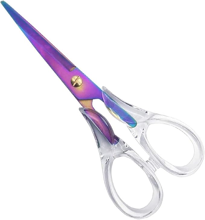 Aesthetic Clear Acrylic Scissors, 6.3" Craft Shears with Aurora Sharp Stainless Steel Blades for Home Office & School, Cute Stationery Tools for Bullet Journaling, Scrapbooking & Gift Wrapping