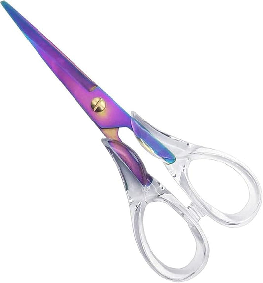 Aesthetic Clear Acrylic Scissors, 6.3" Craft Shears with Aurora Sharp Stainless Steel Blades for Home Office & School, Cute Stationery Tools for Bullet Journaling, Scrapbooking & Gift Wrapping