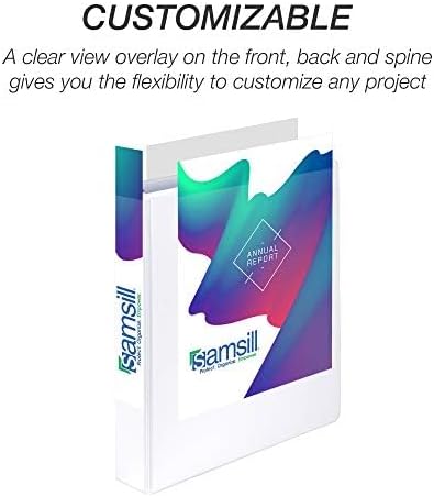 Samsill 4 Pack Durable 1.5 Inch 3 Ring Binders, Round Ring, Clear View Cover for Presentations, White