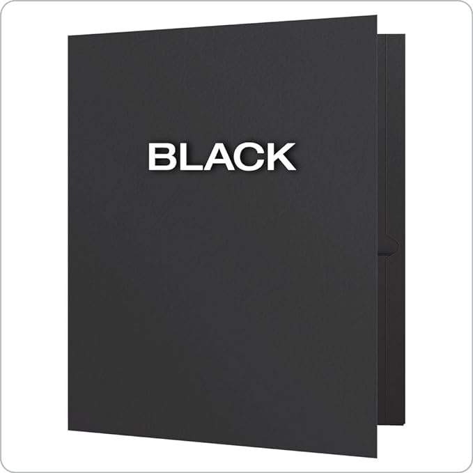 Oxford Twin-Pocket Folders,Textured Paper,Letter Size,Black,Holds 100 Sheets,Box of 25 (57506EE),8-1/2 x 11,(Pack of 5)