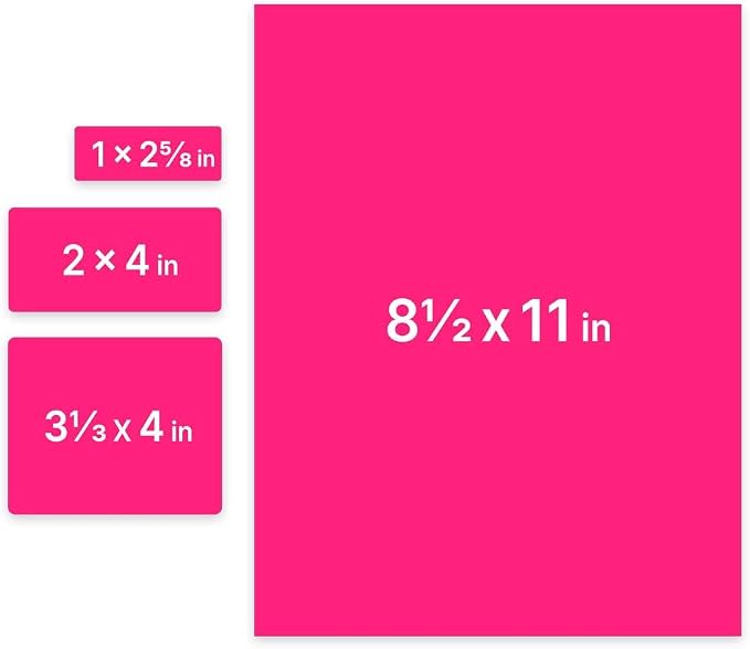 JAM PAPER Shipping & Mailing Address Labels - Multi Size Assortment - Neon Pink - 370/Pack