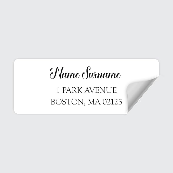 Personalized Return Address Labels – Classic Script Design, Custom Name & Address, Peel & Stick Mailing Labels, 100 Count (1" x 2⅝") by Dotty About Paper