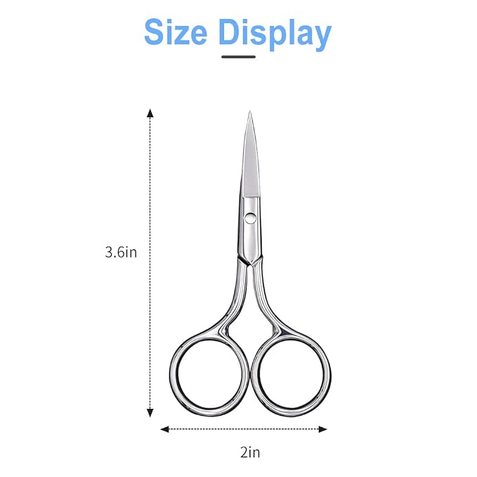 Eyebrow Scissors, Precision Grooming Shears, Nose Hair Trimmer - Professional Stainless Steel Fine Tip for Beard, Mustache, Eyelashes, Cuticles- ASONTAO (1Pcs Eyebrow Scissors)