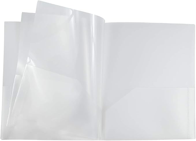 JAM PAPER Heavy Duty Plastic Multi Pocket Folders - 6 Pocket Organizer - Clear - 2/Pack