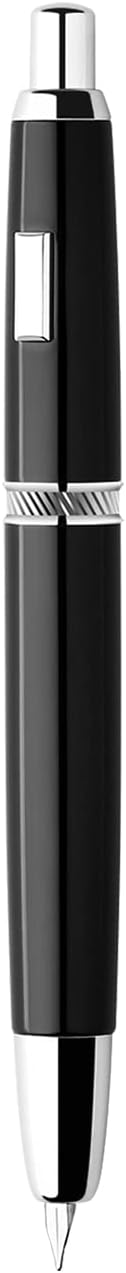 erofa Majohn A1 Press Fountain Pen with Box, Retractable Extra Fine Nib Metal Vivid Black Ink Pen with Converter for Writing (No Clip Version)