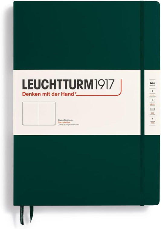 LEUCHTTURM1917 - Notebook Hardcover Master Classic A4+ - 235 Numbered Pages for Writing and Journaling (Forest Green, Plain)