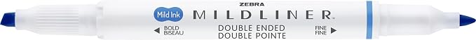 Zebra Pen MILDLINER No Bleed Highlighter, Dark Blue Color, Dual Tip, 12-Pk | Broad and Fine Point Tip Marker Set, Ideal for Bible Highlighting, Journaling, Office, School and Teacher Supplies (78320UPC)