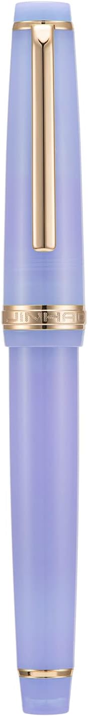 Jinhao 82 Acrylic Fountain Pen, Iridium Extra Fine Nib with Ink Converter, Transparent Purple Classic Design Smooth Writing Pen (Gold Trim)