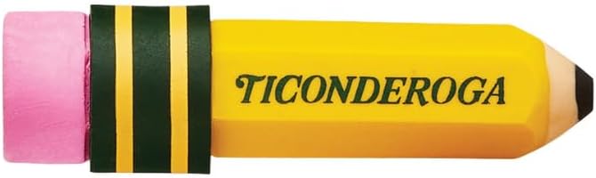 Ticonderoga Pencil Shaped Erasers, 3 Erasers/Pack, 12 Packs | Yellow, 0.75" x 2.875", #38953