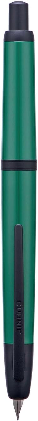Jinhao 20 Press Retractable Fountain Pen Fine Nib with Converter Resin Writing Gift Pen, Dark Green with Black Clip