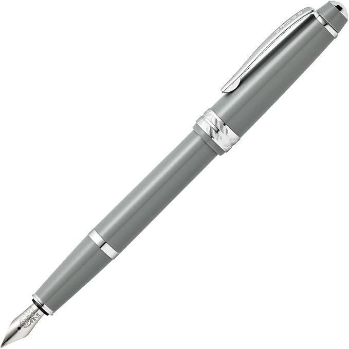 Cross Bailey Light Polished Gray Resin Fountain Pen with Fine Nib