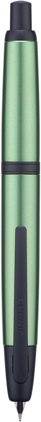 Jinhao 10 Press Fountain Pen with Box, Sea Pine Green Retractable Medium Nib with Ink Converter Set (Black Clip)