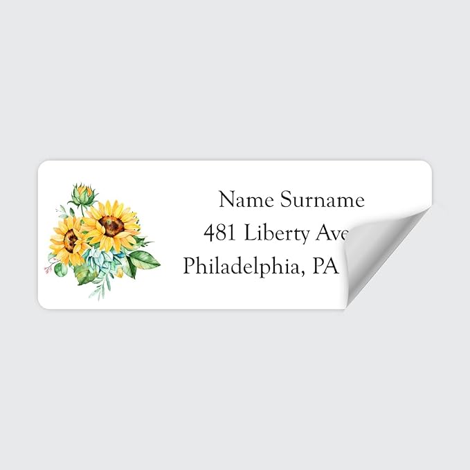 Dotty about Paper Personalized Watercolour Sunflowers - Return Address Labels x 100